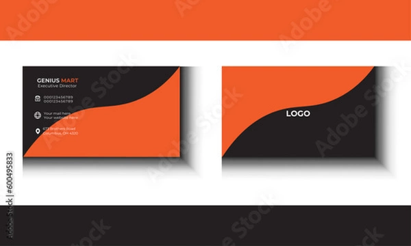 Fototapeta professional creative Minimalist black and orange color variation Modern corporate business card design template professional creative