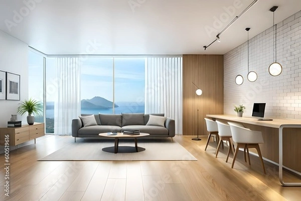 Fototapeta modern office room created with Generative AI technology	
