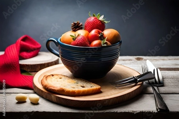 Fototapeta ad style fruits on the table created with Generative AI technology	