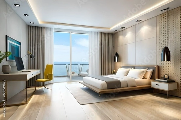 Fototapeta modern living room for blogs created with Generative AI technology	