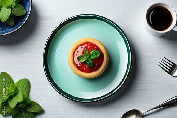 Fototapeta ad style tomato and basil created with Generative AI technology	