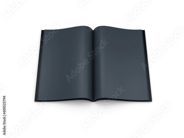 Fototapeta open blank black book, isolated 3d render
