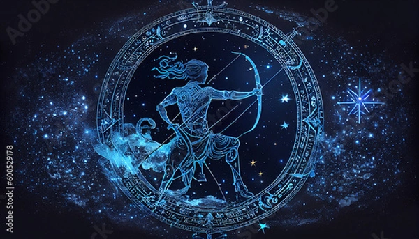 Fototapeta Sagittarius, zodiac constellation, astrology. in curckle. AI generated, astronomy