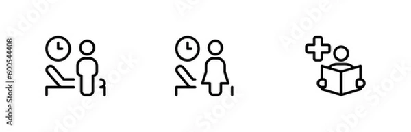 Fototapeta medical waiting room icon, vector set design with Editable Stroke. Line, Solid, Flat Line, thin style and Suitable for Web Page, Mobile App, UI, UX design.