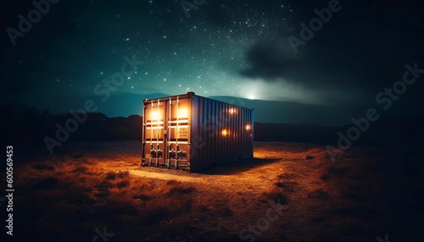 Fototapeta Abandoned warehouse door rusted shut, mysterious adventure awaits generated by AI