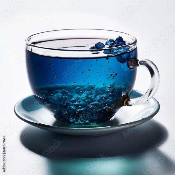 Obraz blauer Tee in Tasse aus Glas - generative ai