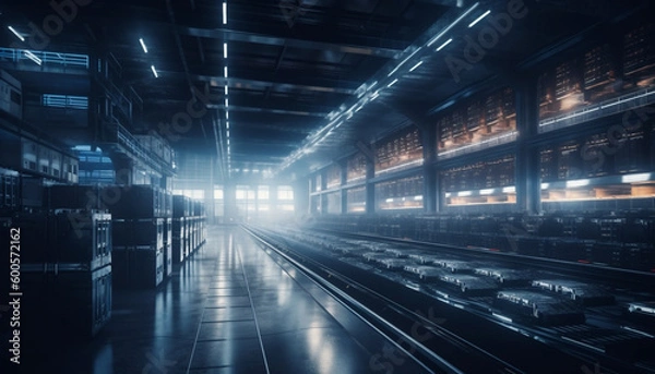 Fototapeta Futuristic technology vanishing point inside of motion equipment generated by AI