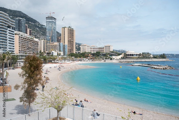 Obraz Larvotto beach and apartments in the background, Monaco.