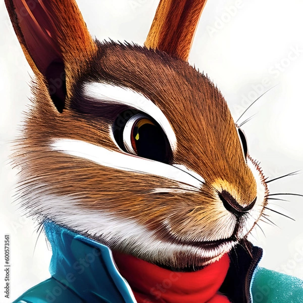 Obraz Hare rabbit in profile drawing illustration closeup