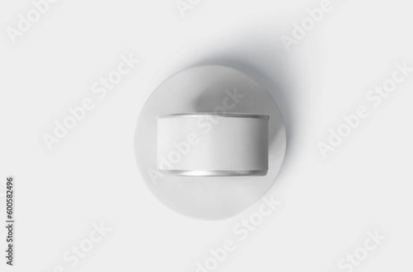 Fototapeta Blank white conserve can with lid mock up, 3d rendering. Empty canned jar mockup isolated. 3D illustration.