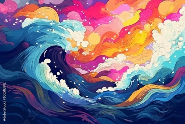Fototapeta Vibrant Waves of Color: Abstract Splash Illustration, Generative AI