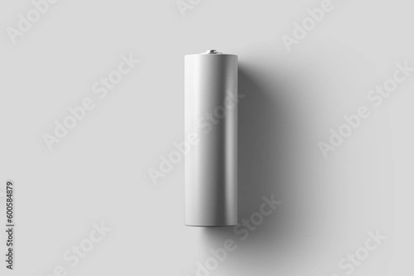 Fototapeta realistic white alkaline AA batteries in blister packed icon set. Design template for branding, mockup. Closeup isolated on white background. 3D illustration, 3D rendering.