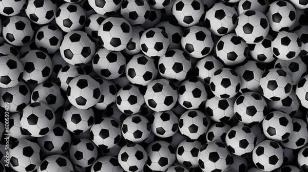 Obraz Multiple Traditional Soccer Balls in 3D