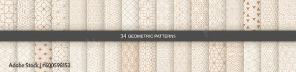 Fototapeta Set of Geometric seamless patterns. Abstract geometric  hexagonal  graphic design print 3d cubes pattern. Seamless  geometric cubes pattern.