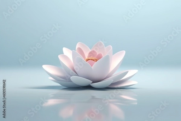 Fototapeta White zen lotus flower on water, meditation, serenity and spirituality concept, illustration generative ai