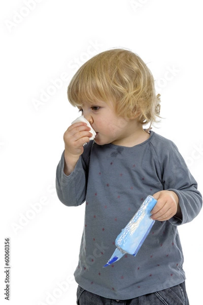 Obraz little toddler having a cold,