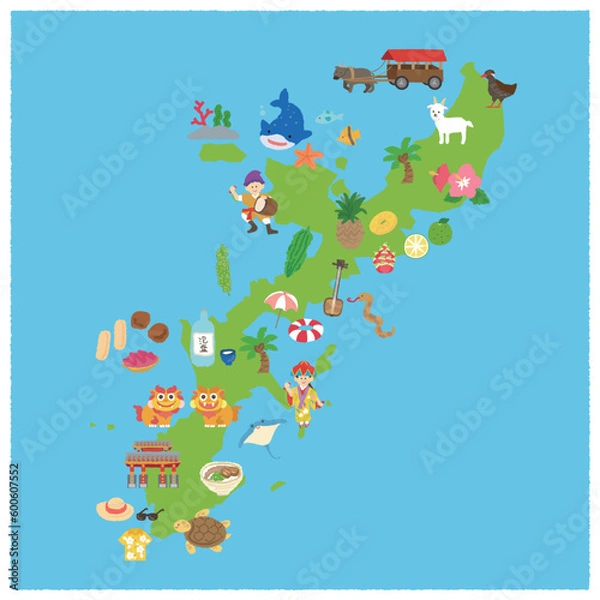 Fototapeta 沖縄の観光マップ