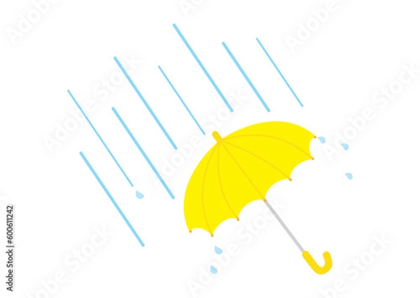 Fototapeta 大雨と黄色い傘