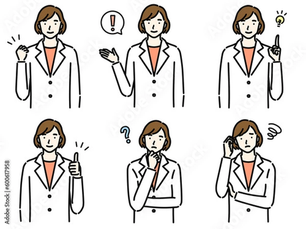 Fototapeta 白衣の女性　ポーズセット（アイコン付き）