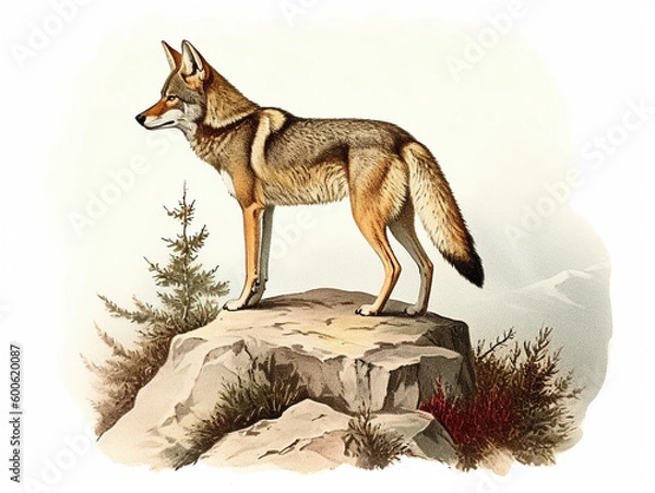 Obraz A Naturalist Illustration of a Coyote | Generative AI