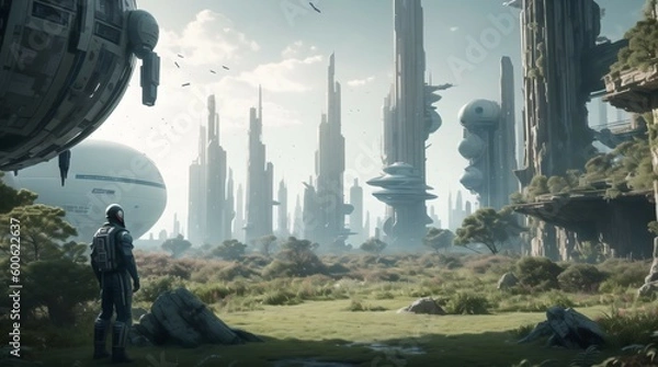 Obraz Futuristic city, sci-fi illustration