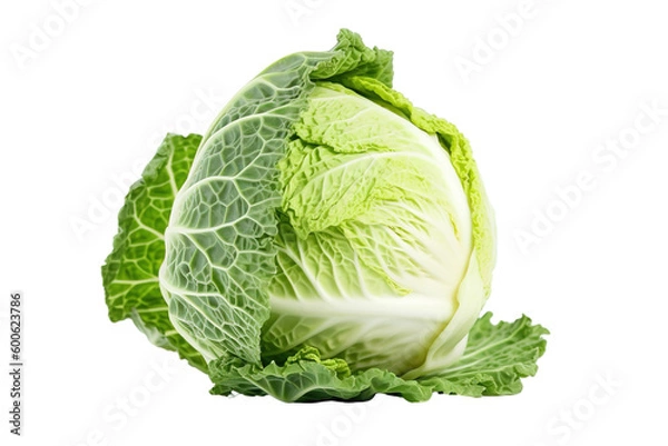 Fototapeta Cabbage isolated on white background, close up. Fresh cabbage PNG