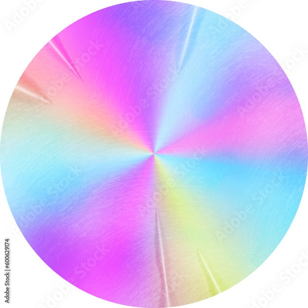 Fototapeta Striking holographic sticker design, perfect for creating eye-catching labels, badges, or tags with a touch of retro and iridescent flair.