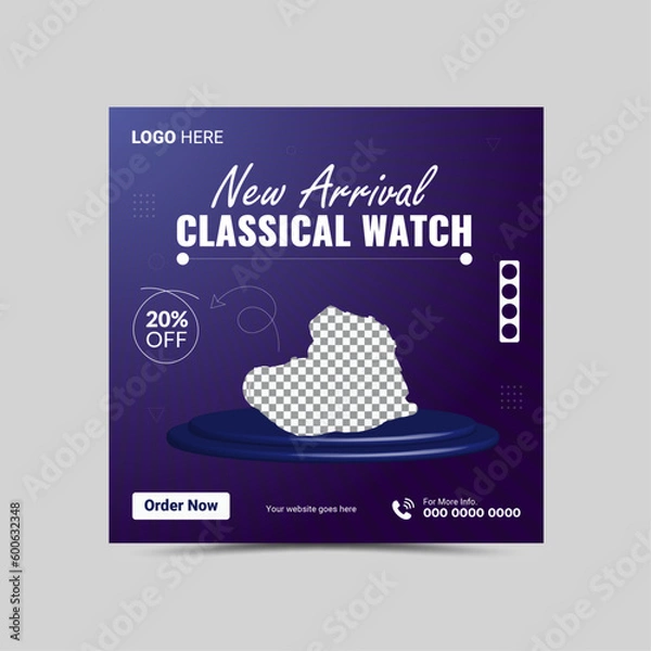 Obraz Vector New Arrival Smart Watch Social Media Post Layout template design.