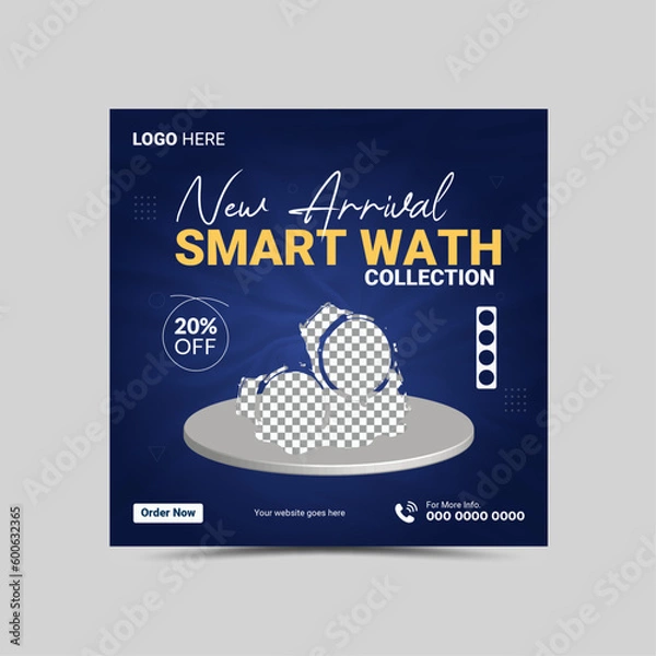 Obraz Vector New Arrival Smart Watch Social Media Post Layout template design.
