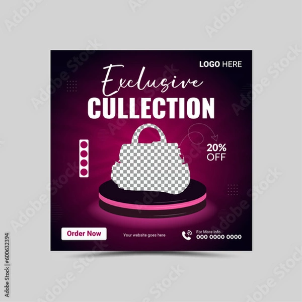 Obraz Vector Exclusive Bag Social Media Post Layout template design.
