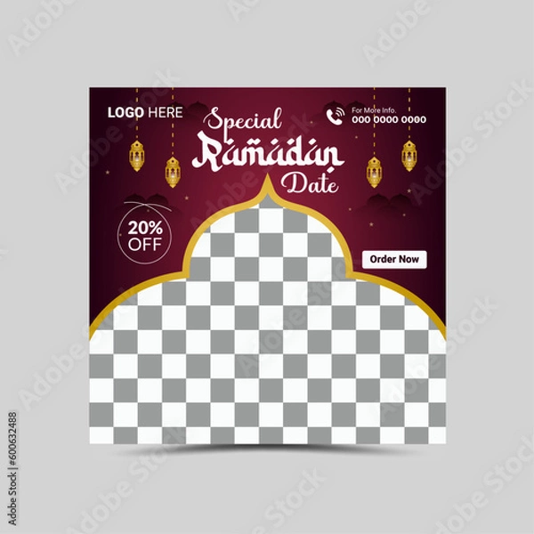 Obraz Vector Ramadan Social Media Post Layout template design.
