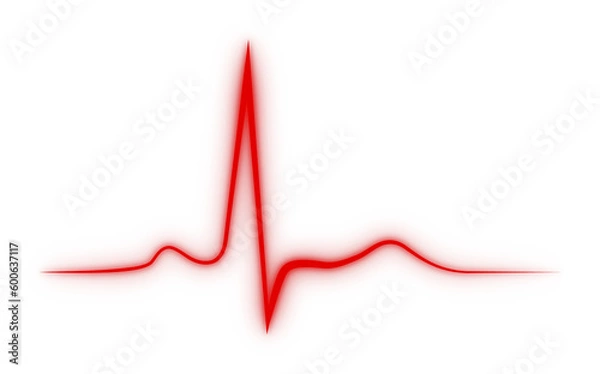 Obraz Neon red heart beat on white background.