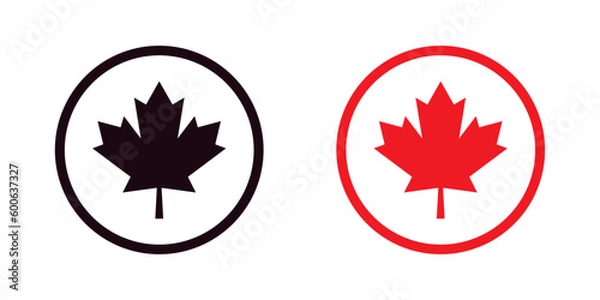 Obraz red and black maple leaf canada icon sign vector design
