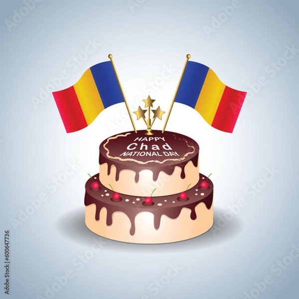 Fototapeta Chad National Day with a Cake .Vector Illustration