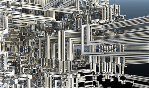 Fototapeta 3D Illustration of a Beautiful infinite mathematical mandelbrot set fractal.