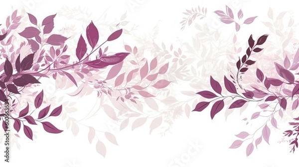 Obraz  a white background with purple leaves and branches in the foreground.  generative ai