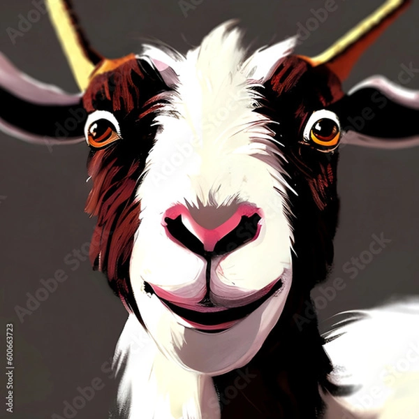 Obraz goat looking portrait illustration closeup