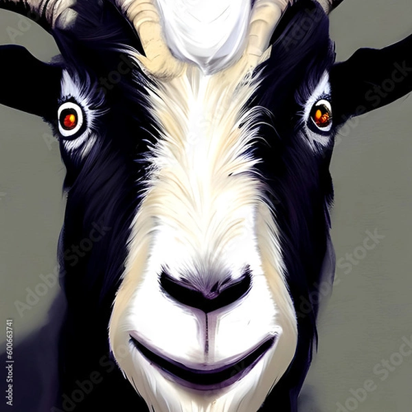 Obraz goat portrait illustration close up