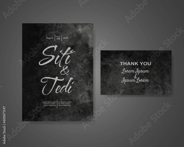 Fototapeta Wedding invitation with abstract watercolor background