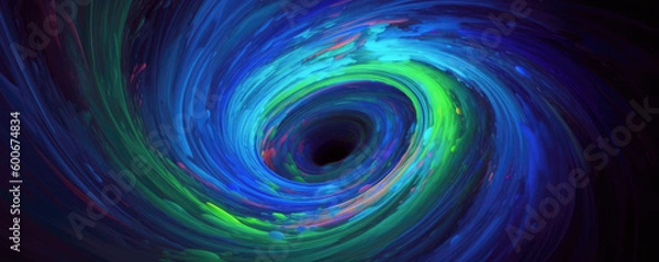 Fototapeta Blue green vortex abstarct color background.  hand edited generative AI.