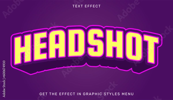 Fototapeta Headshot text effect in 3d style
