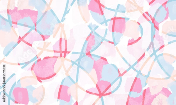 Fototapeta hand drawn line colorful pink ,violet , and soft pinkl color doodle  abstract  art  background