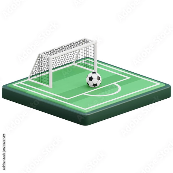 Fototapeta 3d render football field and ball illustration with transparent background