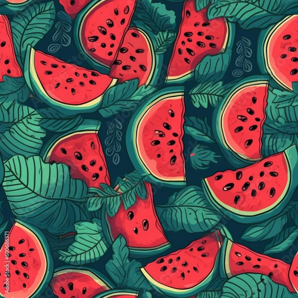 Fototapeta Watermelon Colorful Seamless Pattern Summer Texture