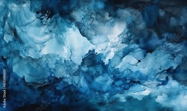 Fototapeta Abstract watercolor paint background dark blue color grunge texture for background, generative AI