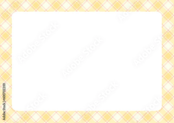 Fototapeta 水彩チェックフレーム（イエロー）