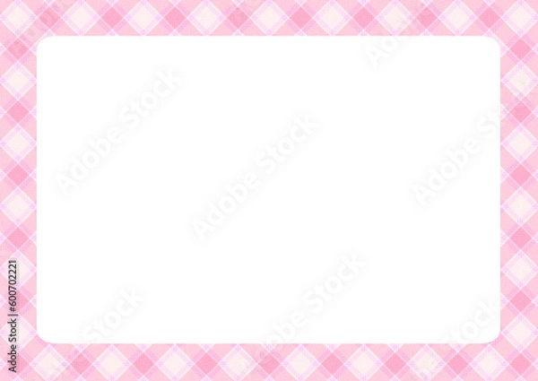 Fototapeta 水彩チェックフレーム（ピンク）