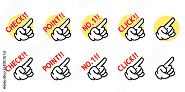 Fototapeta ハンドサインアイコンセット 赤文字