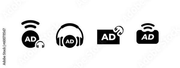 Fototapeta audio description icon vector illustration. black audio description concept.