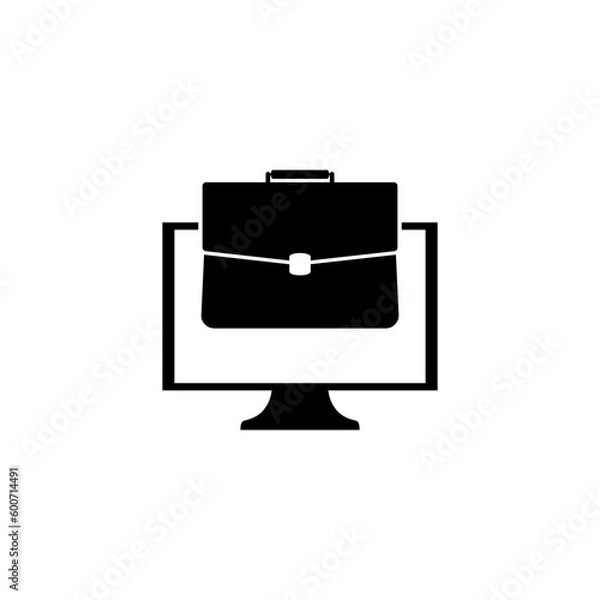 Fototapeta Briefcase and PC monitor icon isolated on transparent background